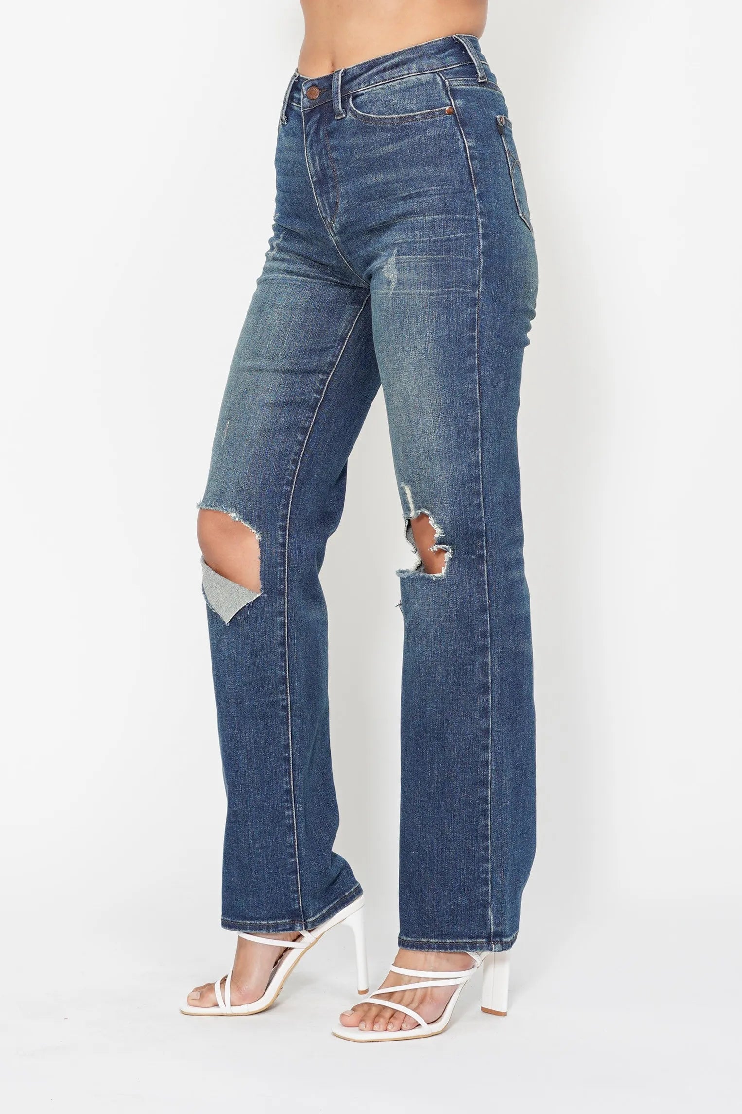 Judy Blue Full Size Hw Ripped Knee Dad Jeans Plus Size - Premium Women / Jeans & Denim from Trendsi - Just $67.99! Shop now at Handbags Specialist Headquarter