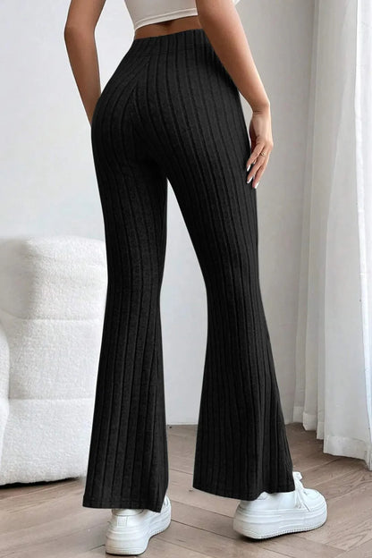 Basic Bae Full Size Ribbed High Waist Flare Pants - Premium Women Pants from Trendsi - Just $10.99! Shop now at Handbags Specialist Headquarter