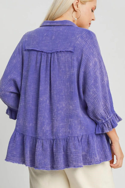 Umgee Plus Size Size Mineral Washed Cotton Gauze Top - Premium Dresses from Trendsi - Just $55.99! Shop now at Handbags Specialist Headquarter