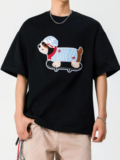 Men's Plus Size Graphic Round Neck Half Sleeve T-Shirt - Premium Men's T-Shirt from Trendsi - Just $27.99! Shop now at Handbags Specialist Headquarter