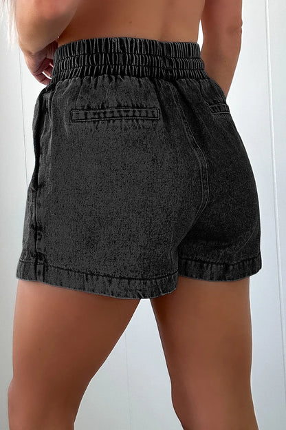 Drawstring High Waist Denim Shorts - Premium Women / Jeans & Denim from Trendsi - Just $36.40! Shop now at Handbags Specialist Headquarter