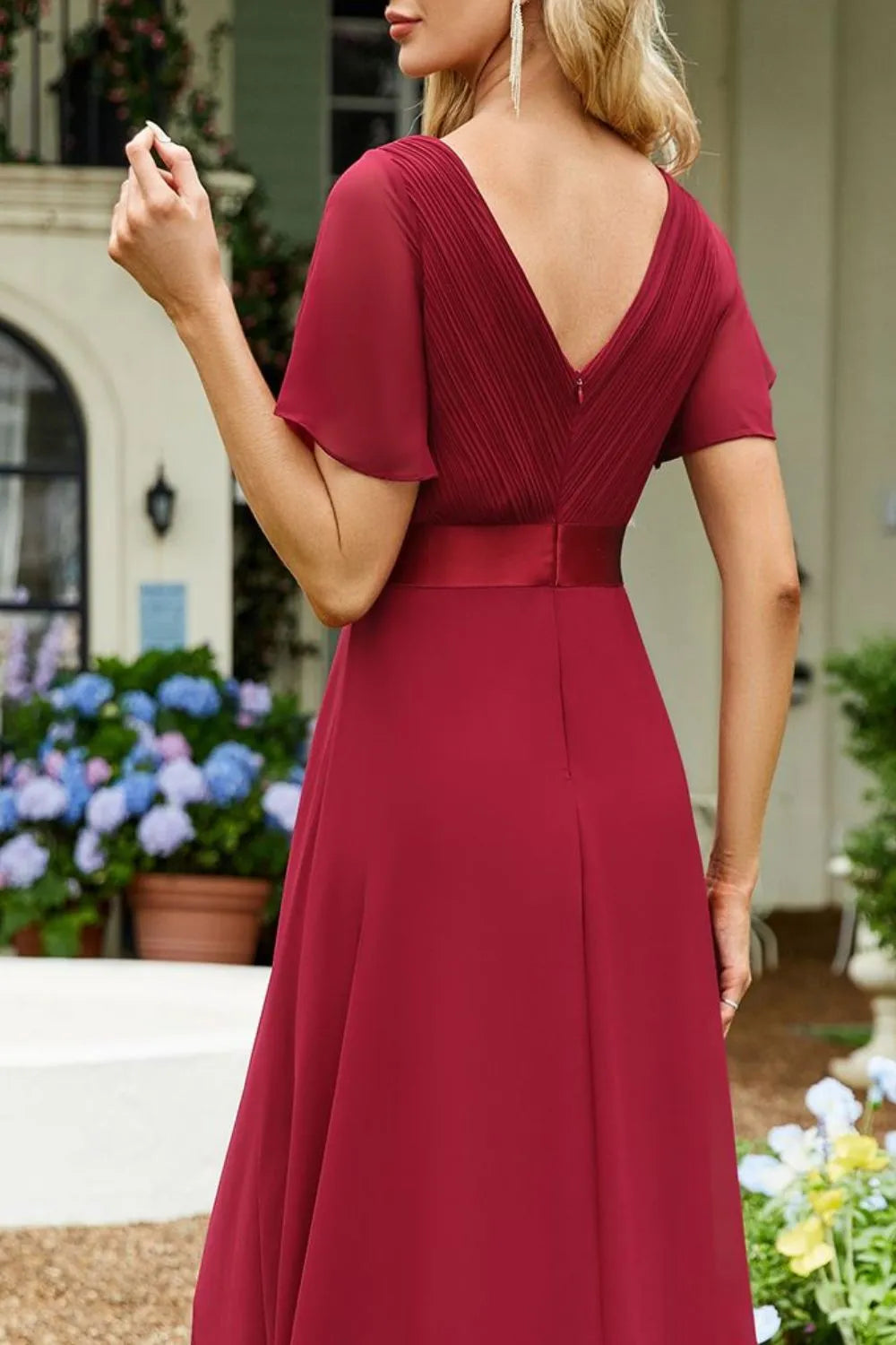 Surplice Flutter Sleeve Maxi Dress - Premium Maxi Dress from Trendsi - Just $40.99! Shop now at Handbags Specialist Headquarter