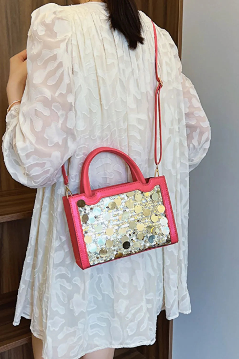 PU Leather Sequin Handbag - Premium handbags from Trendsi - Just $29.99! Shop now at Handbags Specialist Headquarter