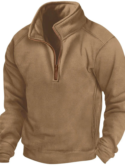 Men's Full Size Half Zip Long Sleeve Sweatshirt Plus Size - Premium Men's Sweatshirts from Trendsi - Just $33.94! Shop now at Handbags Specialist Headquarter