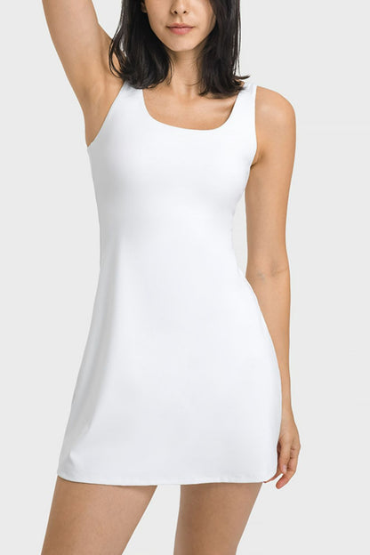 Millennia Square Neck Sports Tank Dress with Full Coverage Bottoms - Premium  from Trendsi - Just $44.99! Shop now at Handbags Specialist Headquarter