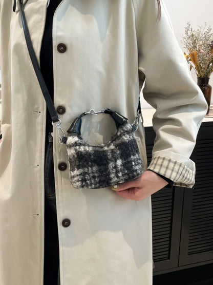 Fuzzy Polyester Mini Handbag with Zipper - Premium Tote Bag from Trendsi - Just $39.99! Shop now at Handbags Specialist Headquarter