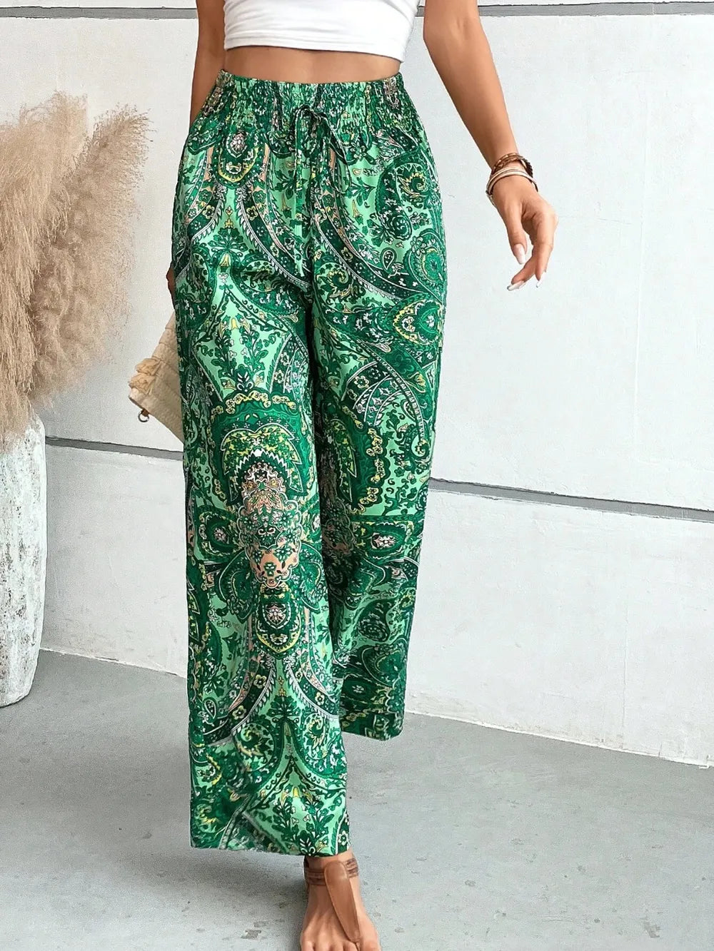 Printed Wide Leg Pants - Premium Women Pants from Trendsi - Just $27.99! Shop now at Handbags Specialist Headquarter