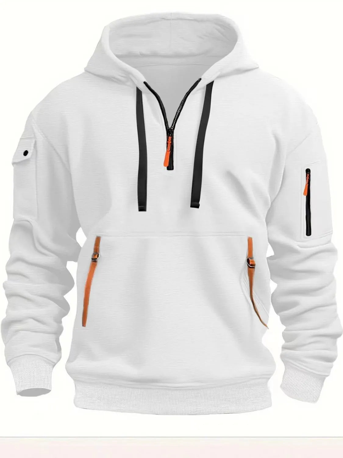 Men's Full Size Half Zip Drawstring Hoodie Plus Size - Premium Men's Sweatshirts from Trendsi - Just $33.20! Shop now at Handbags Specialist Headquarter