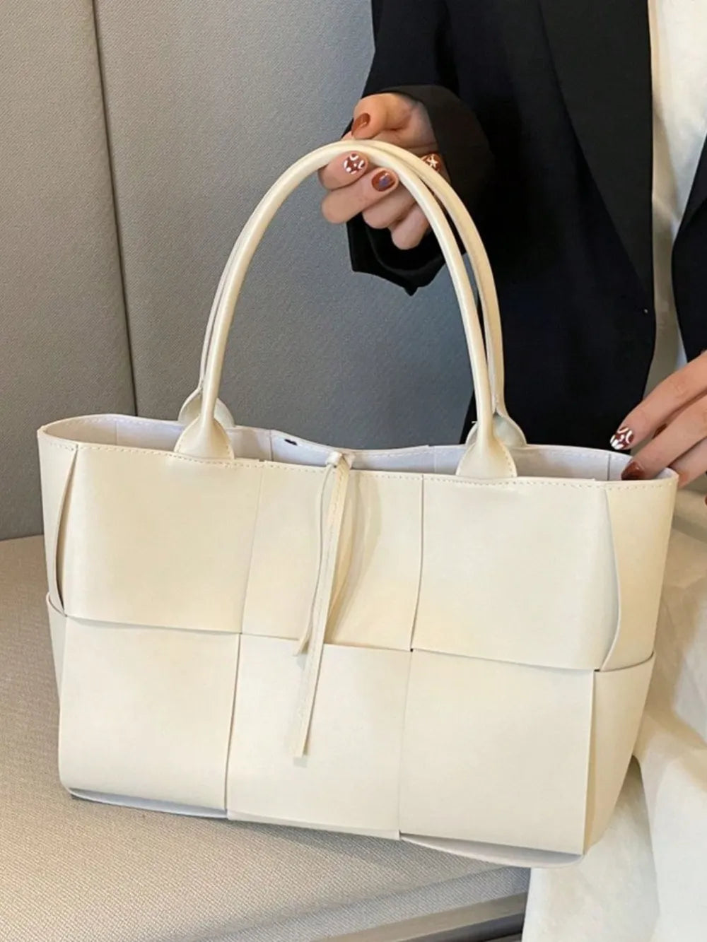 PU Leather Woven Handbag and Clutch Set - Premium handbags from Trendsi - Just $21.99! Shop now at Handbags Specialist Headquarter