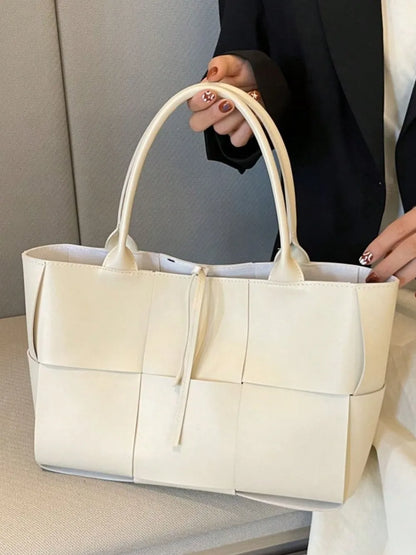 PU Leather Woven Handbag and Clutch Set - Premium handbags from Trendsi - Just $21.99! Shop now at Handbags Specialist Headquarter