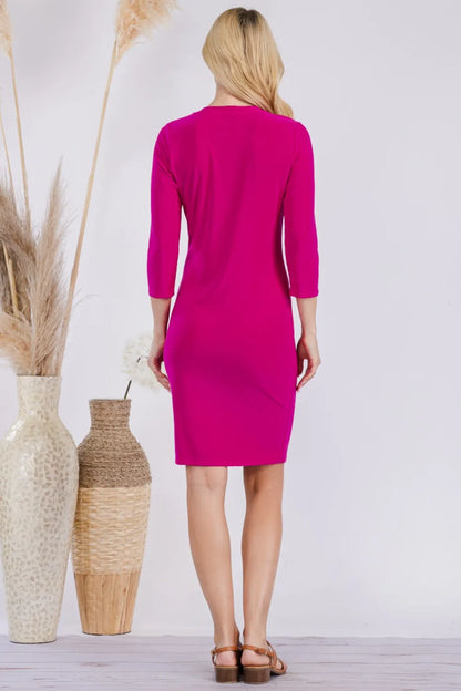 Celeste Full Size Round Neck Long Sleeve Slim Dress - Premium Dresses from Trendsi - Just $40.99! Shop now at Handbags Specialist Headquarter