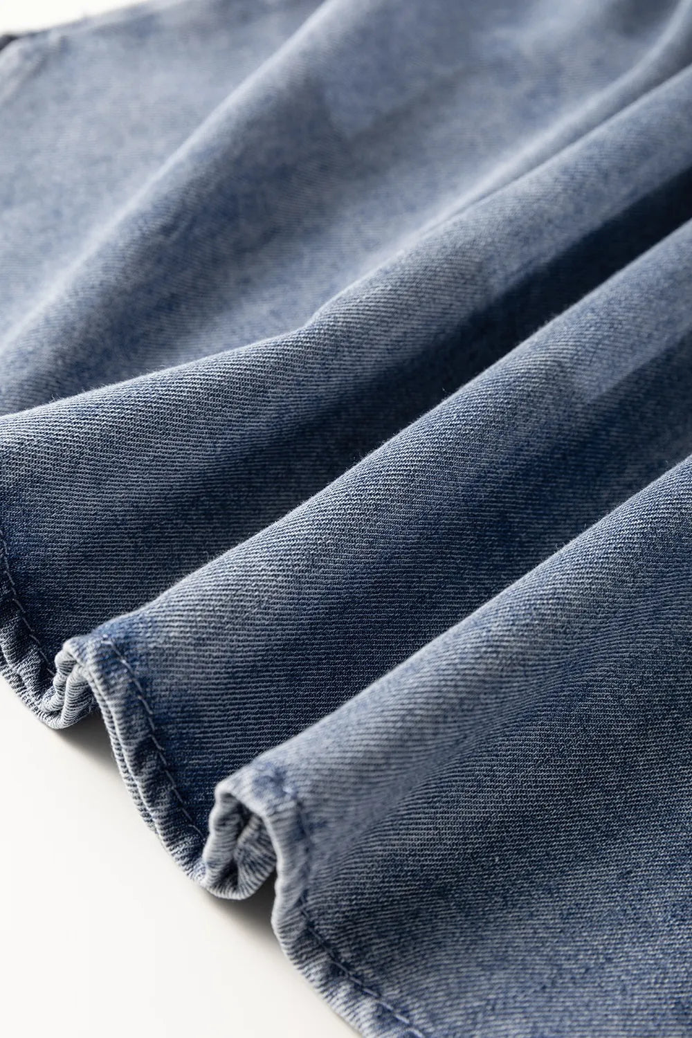 V Neck Ruffled Short Puff Sleeve Denim Top - Premium Women / Jeans & Denim from Trendsi - Just $39.06! Shop now at Handbags Specialist Headquarter