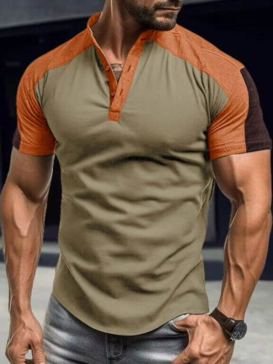 Men's Plus Size Color Block Short Sleeve Polo Shirt - Premium Men's Polo shirt from Trendsi - Just $35.84! Shop now at Handbags Specialist Headquarter