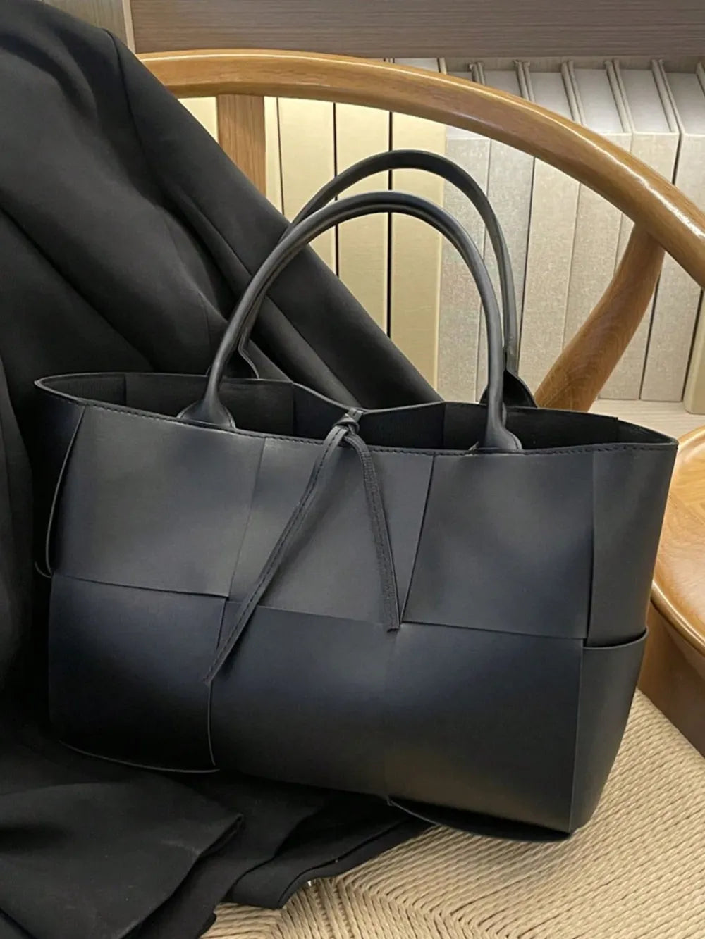 PU Leather Woven Handbag and Clutch Set - Premium handbags from Trendsi - Just $21.99! Shop now at Handbags Specialist Headquarter