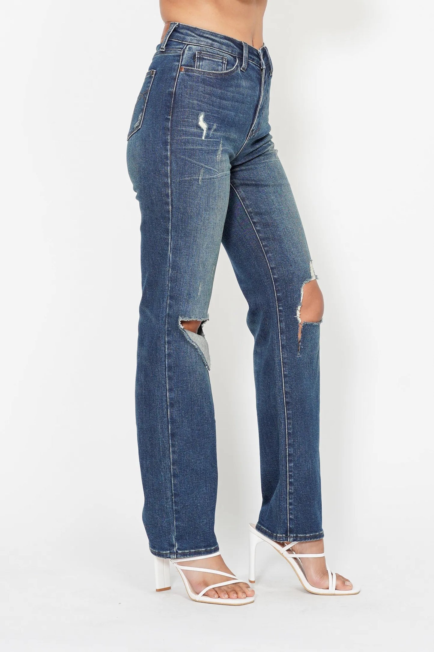 Judy Blue Full Size Hw Ripped Knee Dad Jeans Plus Size - Premium Women / Jeans & Denim from Trendsi - Just $67.99! Shop now at Handbags Specialist Headquarter