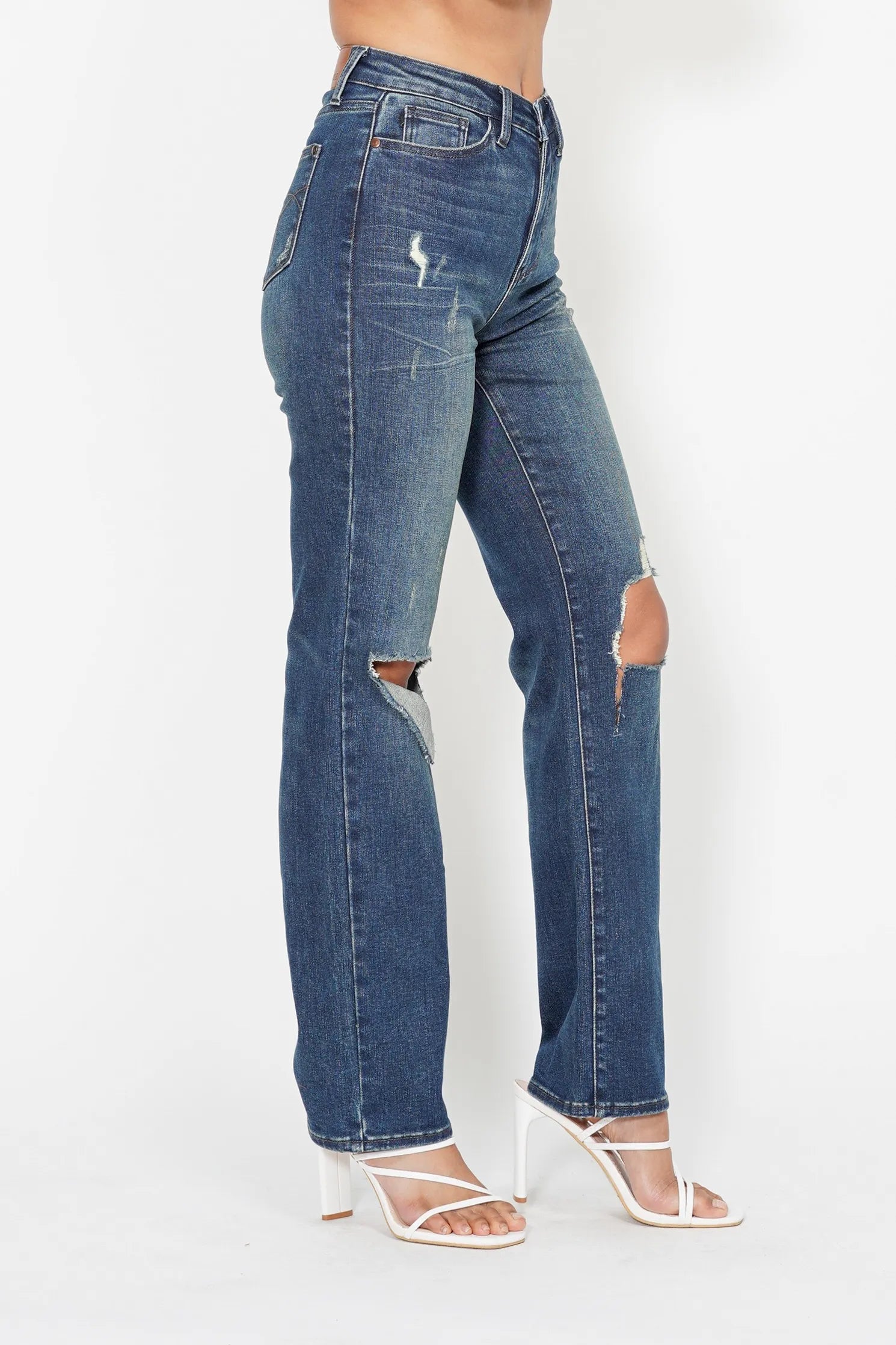 Judy Blue Full Size Hw Ripped Knee Dad Jeans Plus Size - Premium Women / Jeans & Denim from Trendsi - Just $67.99! Shop now at Handbags Specialist Headquarter