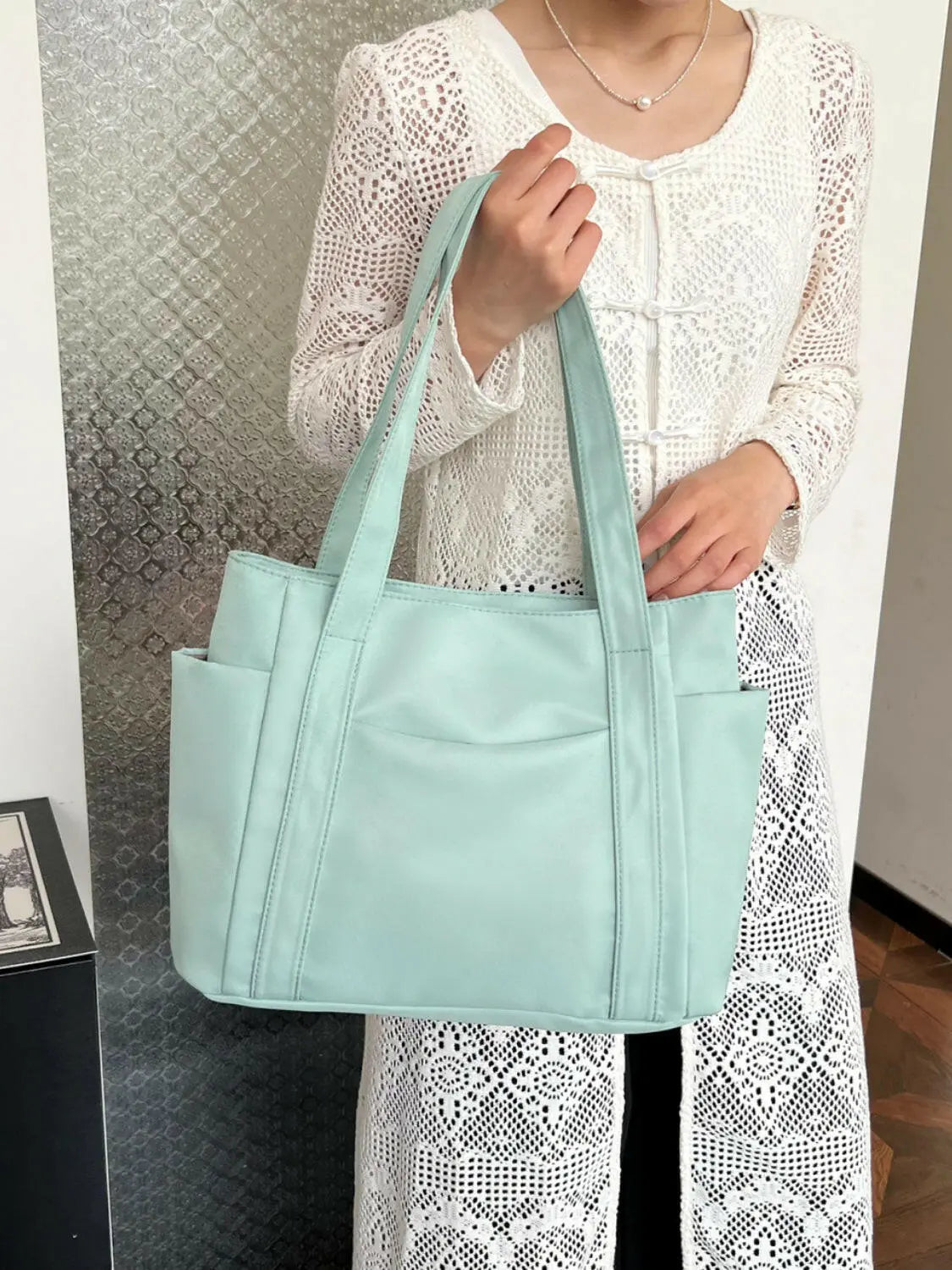 Oxford Cloth Tote Bag with Zipper.