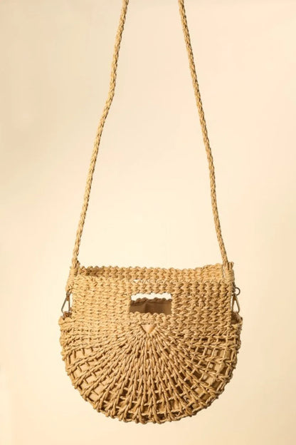 Fame Braided Semi Circle Tote Bag - Premium Tote Bag from Trendsi - Just $31.99! Shop now at Handbags Specialist Headquarter