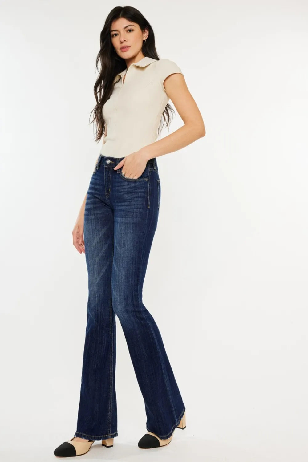 Kancan Full Size Mid Rise Slim Flare Jeans - Premium Sleepwear from Trendsi - Just $67.99! Shop now at Handbags Specialist Headquarter