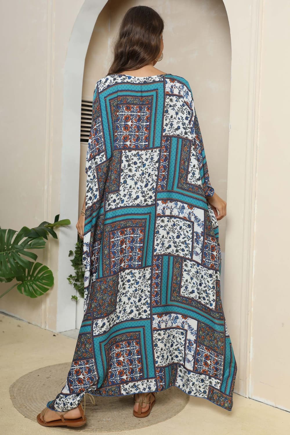 Printed V-Neck Split Maxi Dress - Premium Maxi Dress from Trendsi - Just $28.99! Shop now at Handbags Specialist Headquarter