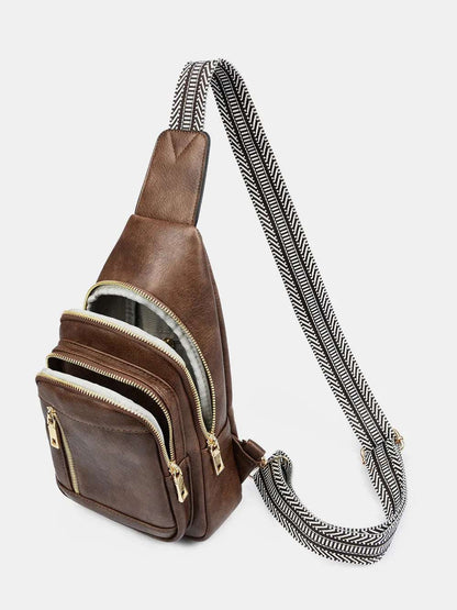 PU Leather Adjustable Strap Crossbody Bag - Premium Crossbody Bag from Trendsi - Just $37.99! Shop now at Handbags Specialist Headquarter