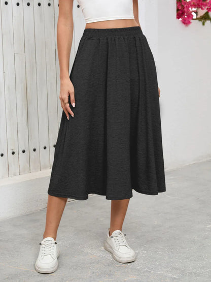 Elastic Waist Skirt With Pockets - Premium Skirts from Trendsi - Just $23.99! Shop now at Handbags Specialist Headquarter