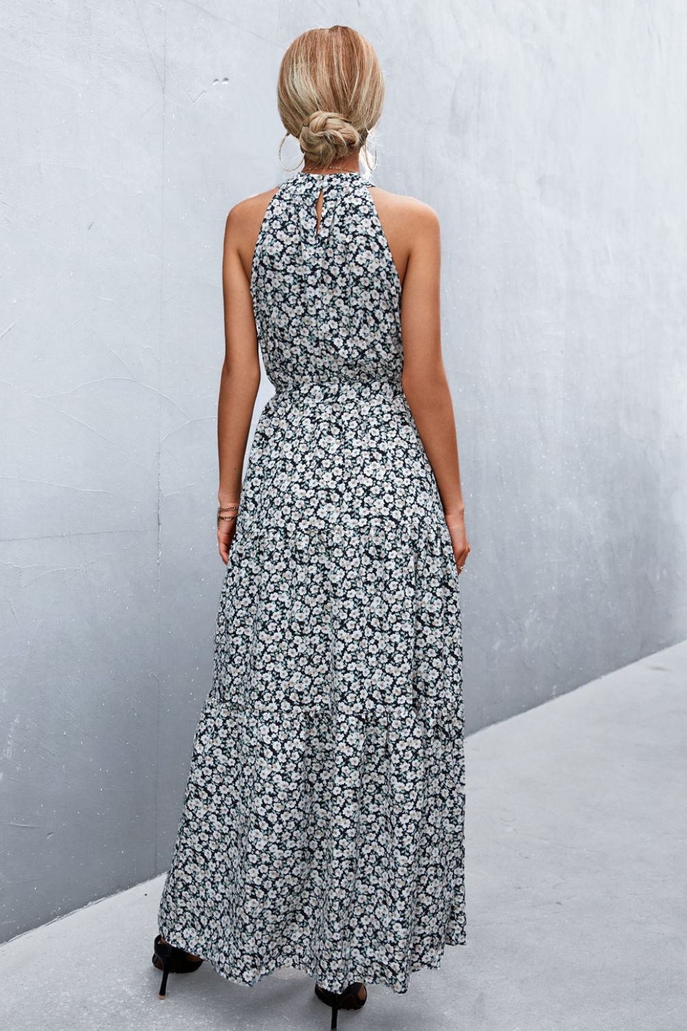 Printed Sleeveless Tie Waist Maxi Dress - Premium Maxi Dress from Trendsi - Just $36.99! Shop now at Handbags Specialist Headquarter