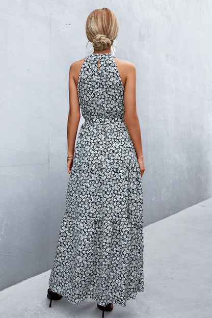 Printed Sleeveless Tie Waist Maxi Dress - Premium Maxi Dress from Trendsi - Just $36.99! Shop now at Handbags Specialist Headquarter
