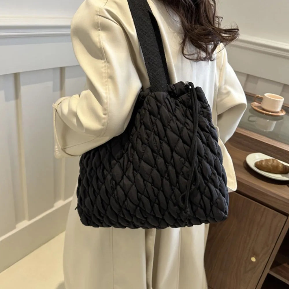 Drawstring Bubble Texture Tote Bag - Premium Tote Bag from Trendsi - Just $39.99! Shop now at Handbags Specialist Headquarter