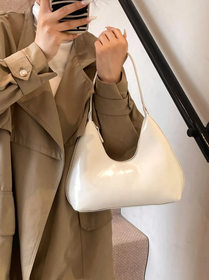 PU Leather Moon Shape Shoulder Bag - Premium Tote Bag from Trendsi - Just $39.99! Shop now at Handbags Specialist Headquarter
