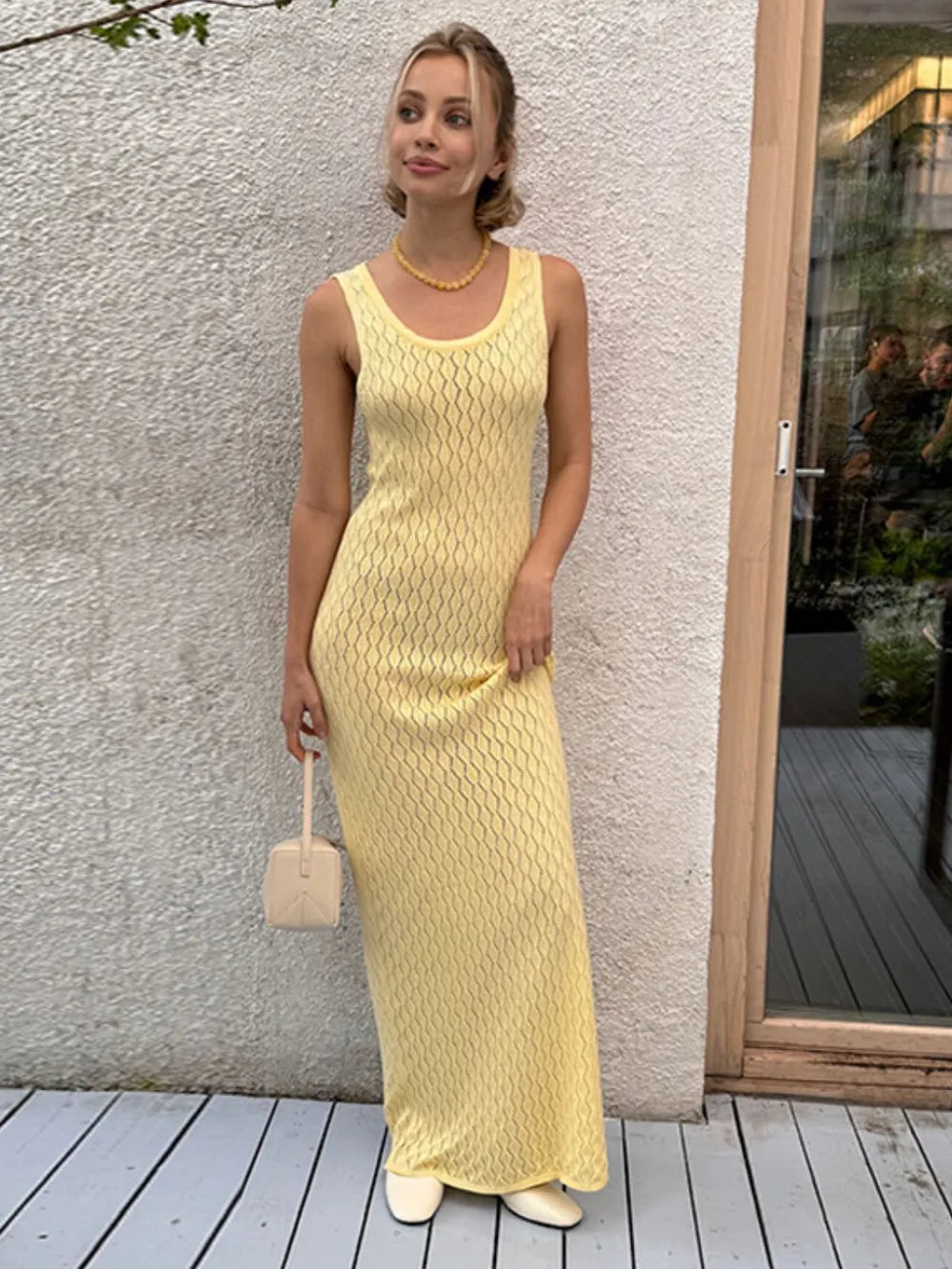 Openwork Sleeveless Maxi Dress - Premium Maxi Dress from Trendsi - Just $31.99! Shop now at Handbags Specialist Headquarter