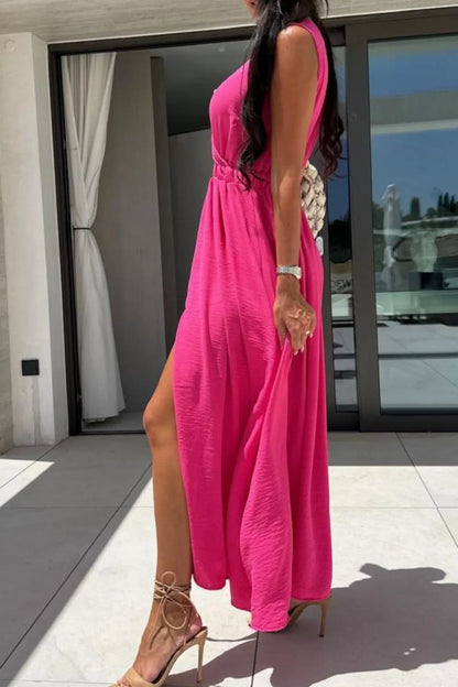 Surplice Sleeveless Slit Maxi Dress - Premium Maxi Dress from Trendsi - Just $34.99! Shop now at Handbags Specialist Headquarter