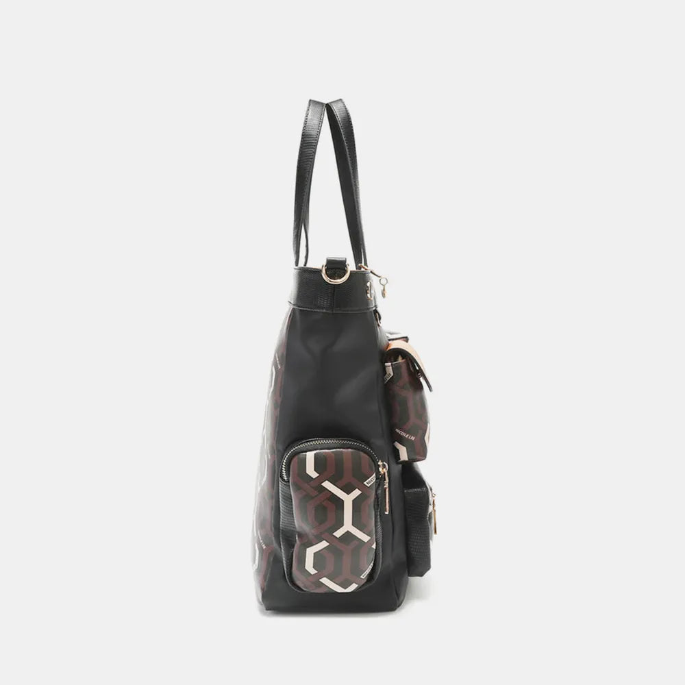 Nicole Lee USA Geometric Pattern Tote Bag - Premium Tote Bag from Trendsi - Just $70.99! Shop now at Handbags Specialist Headquarter