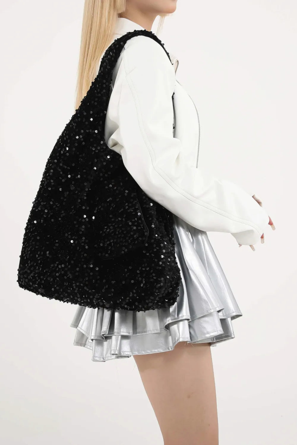 Sequin Polyester Handbag - Premium Tote Bag from Trendsi - Just $32.99! Shop now at Handbags Specialist Headquarter