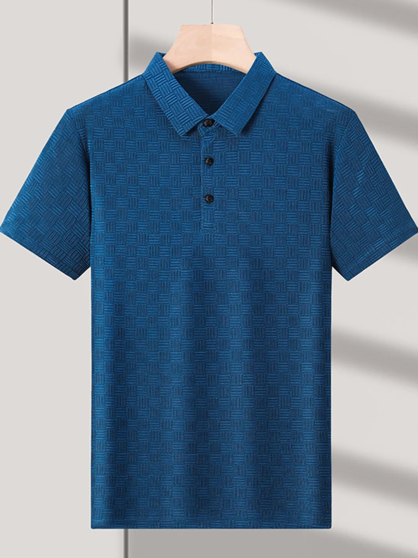 Men's Plus Size Classic Short Sleeve Textured Polo Shirt - Premium Men's Polo shirt from Trendsi - Just $35.99! Shop now at Handbags Specialist Headquarter