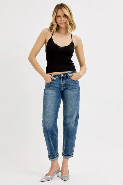 RISEN Full Size Low Rise Crop Boyfriend Jeans Plus Size - Premium Women / Jeans & Denim from Trendsi - Just $63.99! Shop now at Handbags Specialist Headquarter