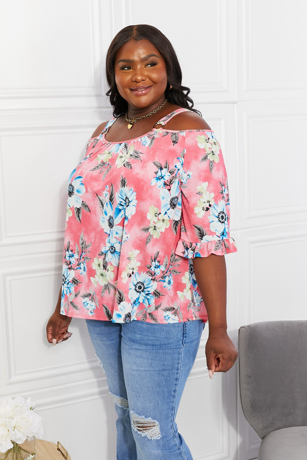 Sew In Love Full Size Fresh Take  Floral Cold-Shoulder Top - Premium Women / Jeans & Denim from Trendsi - Just $42! Shop now at Handbags Specialist Headquarter