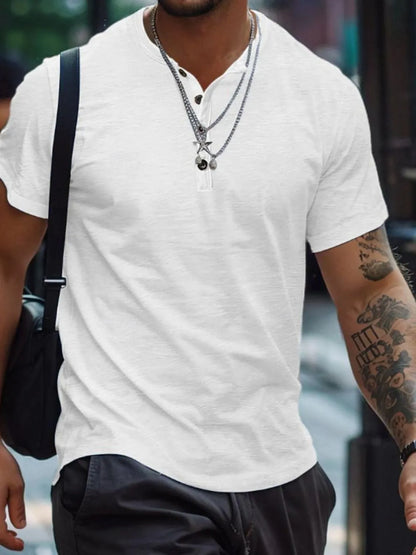 Men's Full Size Button Henley Collar Polo Shirt Plus Size - Premium Men's Polo shirt from Trendsi - Just $23.20! Shop now at Handbags Specialist Headquarter