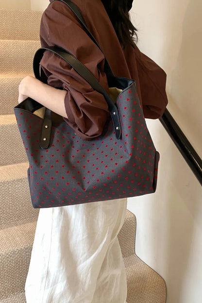 Polyester Bow Polka Dot Tote Bag - Premium Tote Bag from Trendsi - Just $39.99! Shop now at Handbags Specialist Headquarter