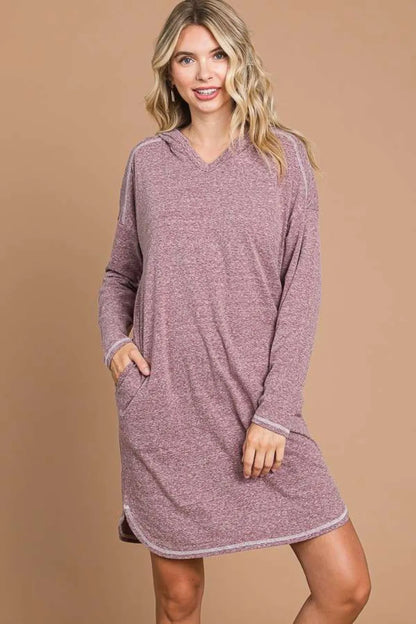 Culture Code Full Size Hooded Long Sleeve Sweater Dress - Premium Dresses from Trendsi - Just $35.99! Shop now at Handbags Specialist Headquarter