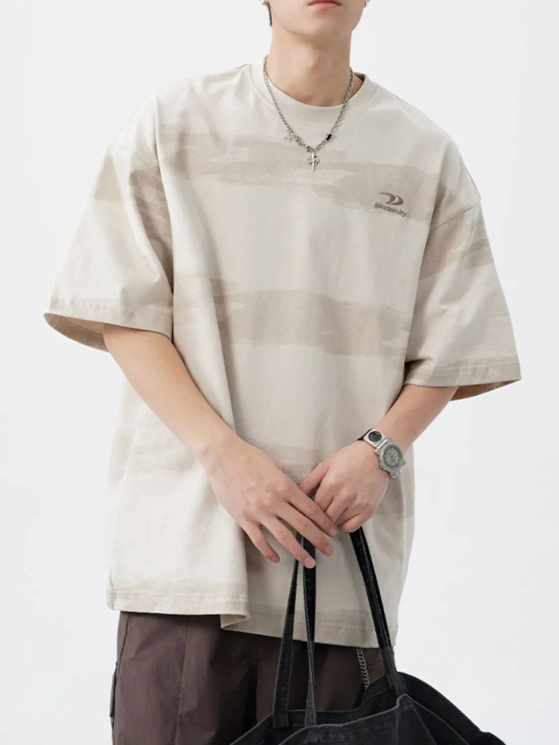 Men's Plus Size Basic style Round Neck Striped T-Shirt - Premium Men's T-Shirt from Trendsi - Just $33.99! Shop now at Handbags Specialist Headquarter