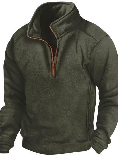Men's Full Size Half Zip Long Sleeve Sweatshirt Plus Size - Premium Men's Sweatshirts from Trendsi - Just $33.94! Shop now at Handbags Specialist Headquarter