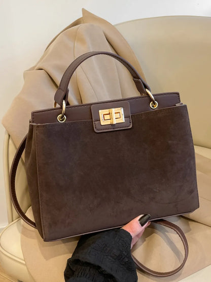 Solid Color Handbag with Removable Strap - Premium handbags from Trendsi - Just $33.99! Shop now at Handbags Specialist Headquarter