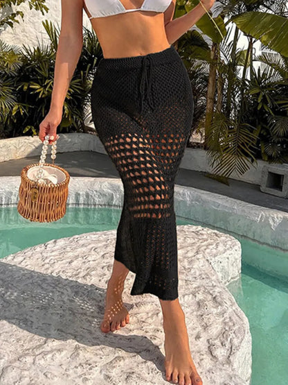 Tied Hollow Out Cover-Up Skirt - Premium Bottoms from Trendsi - Just $23.56! Shop now at Handbags Specialist Headquarter