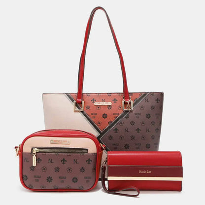Nicole Lee USA 3-Piece Color Block Handbag Set - Premium handbags from Trendsi - Just $50.99! Shop now at Handbags Specialist Headquarter