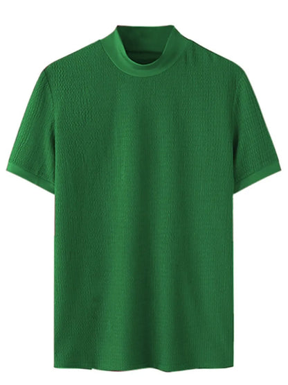 Men's Full Size Mock Neck Short Sleeve T-Shirt Plus Size - Premium Men's Shirts from Trendsi - Just $29.54! Shop now at Handbags Specialist Headquarter