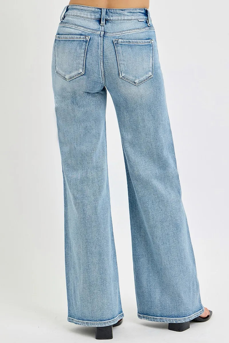 RISEN Full Size Mid Rise Wide Jeans with Front Patch Pocket Plus Size - Premium Women / Jeans & Denim from Trendsi - Just $66.99! Shop now at Handbags Specialist Headquarter