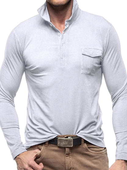 Men's Basic style Collared Neck Long Sleeve Polo - Premium Men's Polo shirt from Trendsi - Just $41.99! Shop now at Handbags Specialist Headquarter
