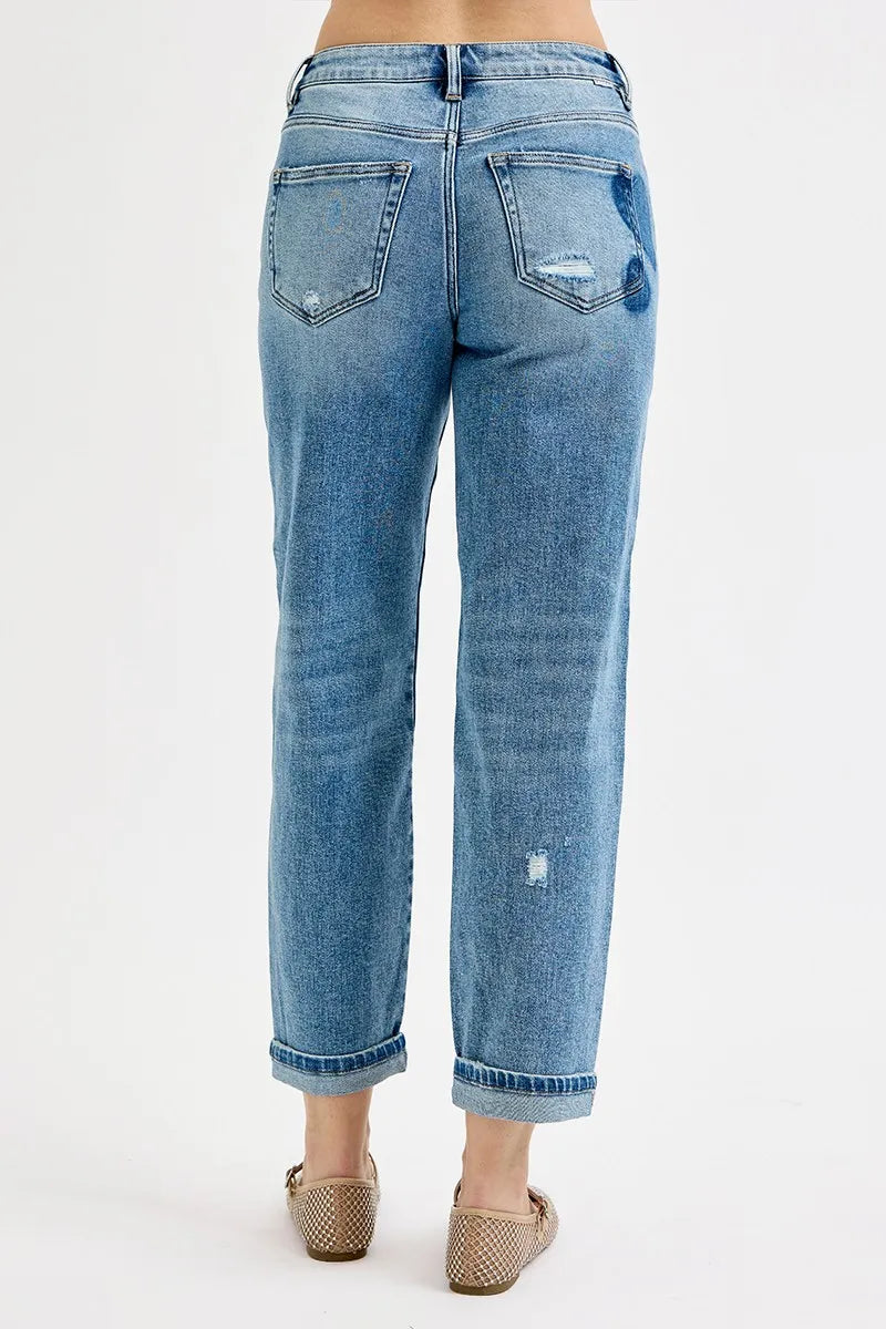 RISEN Full Size Mid Rise Fit-boyfriend Heart Shade Jeans Plus Size - Premium Women / Jeans & Denim from Trendsi - Just $67.99! Shop now at Handbags Specialist Headquarter