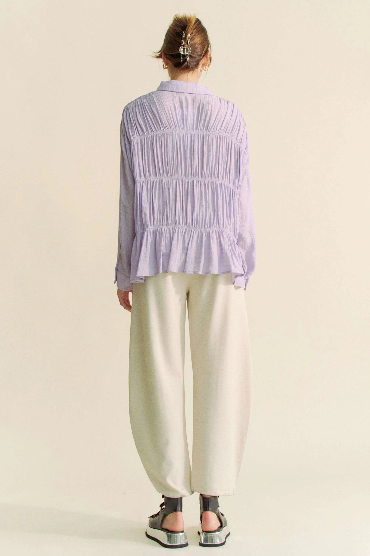 Davi & Dani Ruched All Over Button Front Shirt - Premium Women / Jeans & Denim from Trendsi - Just $57.24! Shop now at Handbags Specialist Headquarter